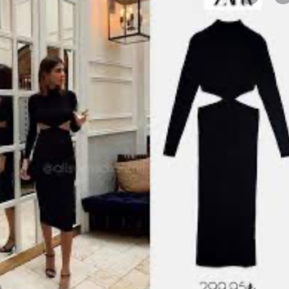 Zara | Dresses | Zara Black Knit Cut 